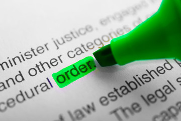 Word Order highlighted with a green marker