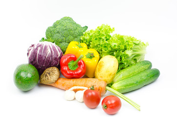 collection vegetables isolated on a white background