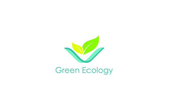 green ecology logo design vector