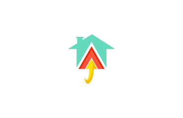 arrow house building colorful logo