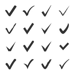 Vector set of black confirm check box icons.