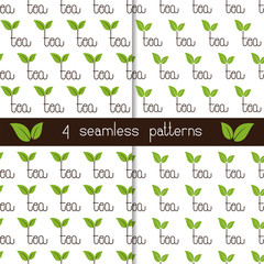 Set of seamless patterns with lettering tea
