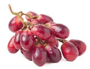 Ripe red grapes isolated on white background