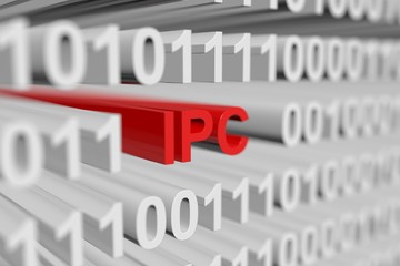 IPC in the form of a binary code with blurred background 3D illustration