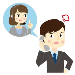 コールセンターに電話をかける男性