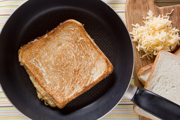 Toast on frying pan
