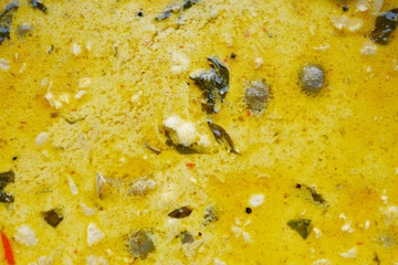 spicy green curry closeup shot background