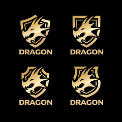 Dragon Head with Shield Logo Template