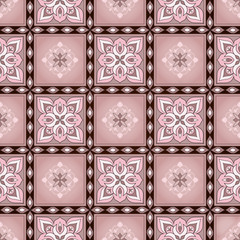 Decorative white pink seamless texture on a dark brown.