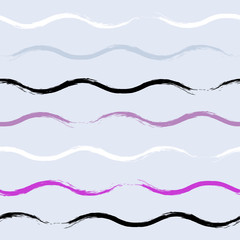 Cute vector geometric seamless pattern. Brush strokes, wavy lines. Hand drawn grunge texture. Abstract forms. Endless texture can be used for printing onto fabric or paper