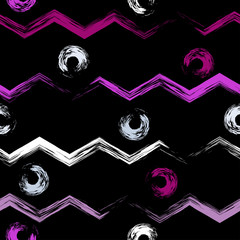 Cute vector geometric seamless pattern. Brush strokes. Hand drawn grunge texture. Abstract forms. Endless texture can be used for printing onto fabric or paper