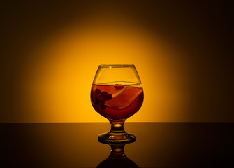 Cold tea with lemon, and cranberry 