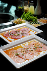 Premium raw beef sliced