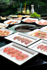 bbq Fresh Beef pork slices, Vegetable, Dinner Set