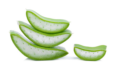 aloe vera fresh leaf. isolated over white