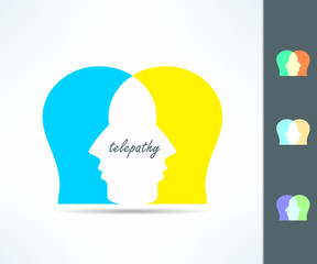 Telepathy people idea. Telepath person head icon. Telepathic brain ability concept