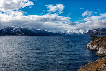 Fototapeta premium scenic view over a beautiful Fjord in Norway