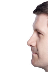 cropped image of man face side view