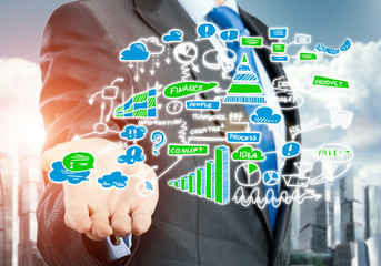 Man sketching business ideas 