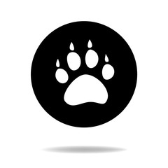 Animal dog paw black and white flat icon, vector