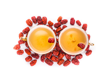 Red dates tea served in traditional Chinese tea cups.  Usually served during wedding ceremony