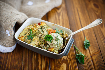 meatballs baked with vegetables