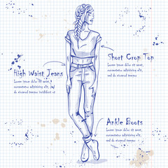 trendy look on notebook page