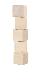Wooden toy cubes isolated on a white