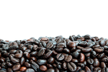 Coffee beans on white background.