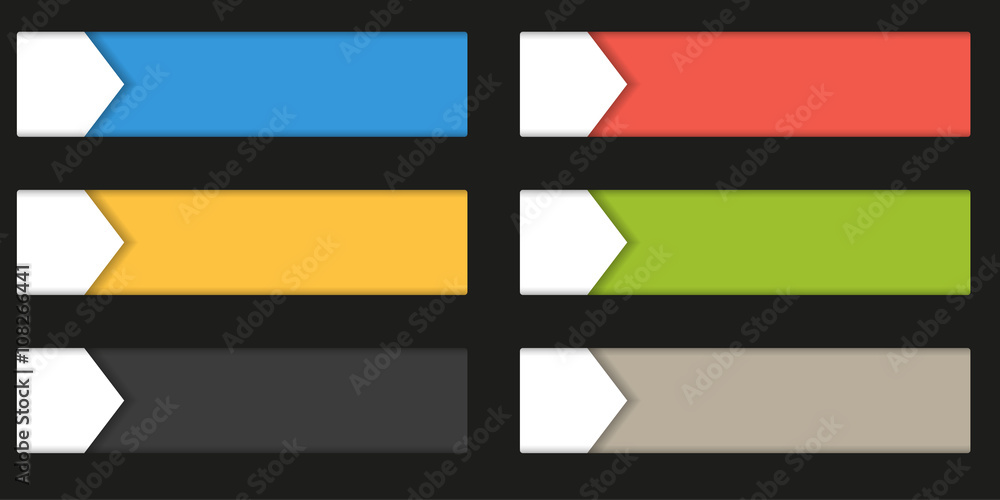 Poster set of 4 colorful rectangle buttons - labels - badges isolated o