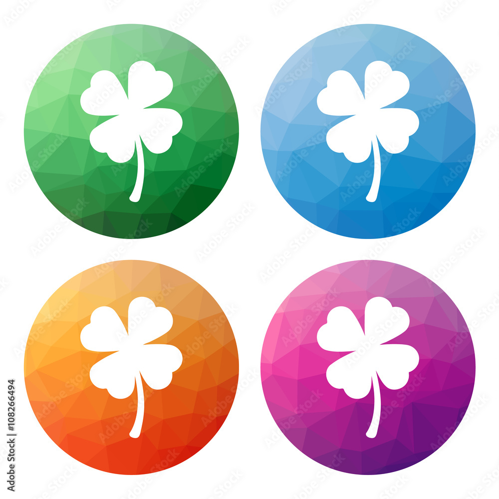 Poster set of 4 isolated modern low polygonal buttons - icons - for sh