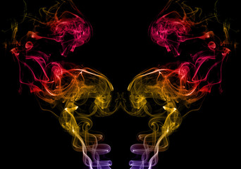 Photo collection of colored smoke on a black background