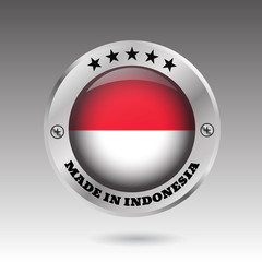 Big made in Indonesia button flag symbol  vector eps10 illustrat