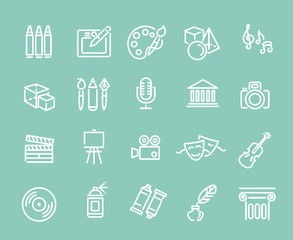 Line Art Icons. Music, theater and artistic icons
