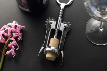 Wine and corkscrew