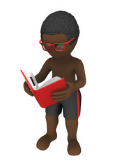 3d african man reading book. 
