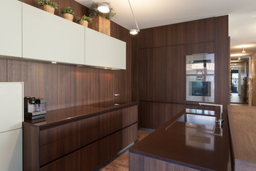 Interiors, wooden kitchen modern design