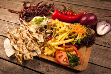 Turkish food on the wooden table