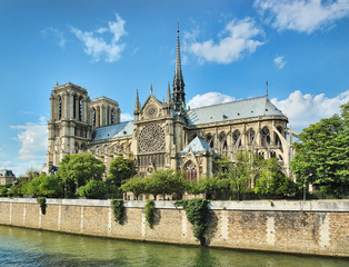 Fototapeta na wymiar Notre-Dame side view, Paris, France