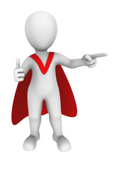 3d superhero shows thumbs up. 