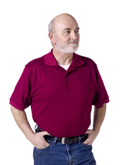 old man with hands on pocket