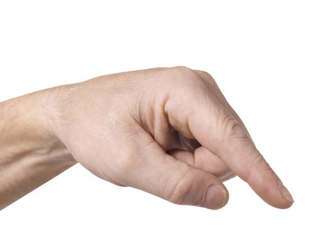 a hand pointing to the side