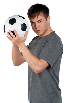 Man with classic soccer ball