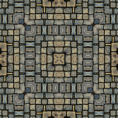 Kaleidoscope abstract background. Seamless pattern. Stone paveme