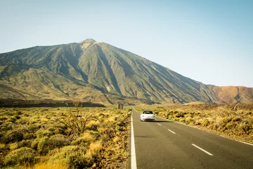 Deurstickers Volcano "Teide" with car at Tenerife, Canary Islands © Neissl