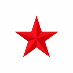 Red star icon, cartoon style