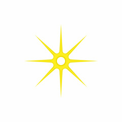 Fototapeta premium Gold eight pointed star icon, cartoon style