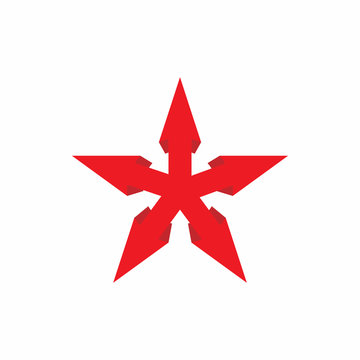 Red star icon, cartoon style