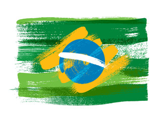 Brazilian flag painted with brush vector illustration.