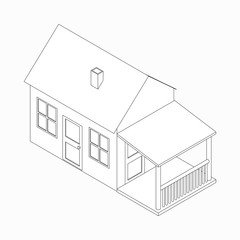 Cottage icon, isometric 3d style 